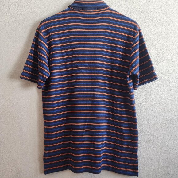 Polo Sport Ralph Lauren Polo Shirt Mens Small Navy Blue Orange Striped Flag - Picture 8 of 10